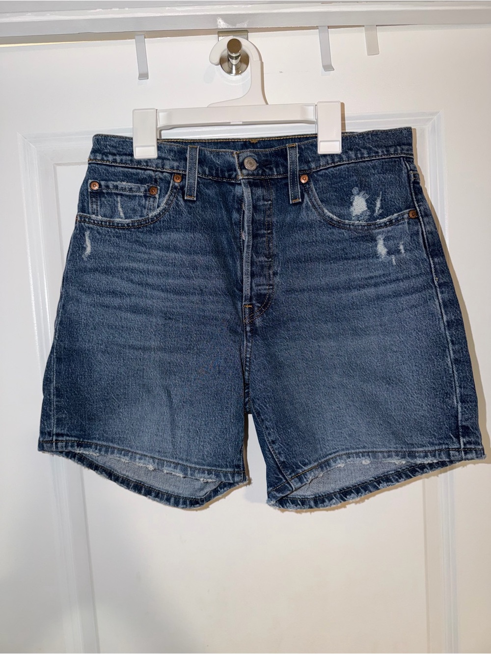 Levi's Medium Blue High-Rise Jean Shorts